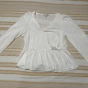 American Eagle White Wrap Top